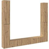 Berkfield Home Wall Mounted TV cabinets 6 pcs Artisan Oak Engineered Wood in Brown