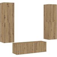 Berkfield Home Wall Mounted TV cabinets 3 pcs Artisan Oak Engineered Wood in Brown