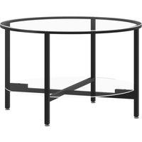 Berkfield Home Tea Table Black & Transparent 70 cm Tempered Glass