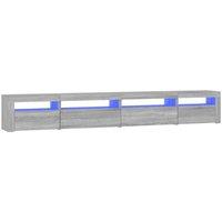 Berkfield Home TV Cabinet with LED Lights Grey Sonoma 270x35x40 cm | Size: 270 x 35 x 40 cm