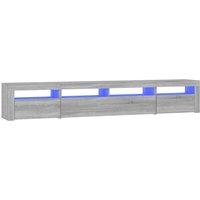 Berkfield Home TV Cabinet with LED Lights Grey Sonoma 240x35x40 cm | Size: 240 x 35 x 40 cm
