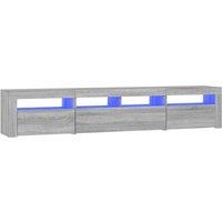 Berkfield Home TV Cabinet with LED Lights Grey Sonoma 210x35x40 cm | Size: 210 x 35 x 40 cm