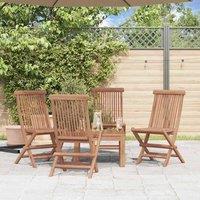 Berkfield Home Beautiful Folding Garden Chairs 4 pcs Solid Teak Wood in Brown
