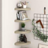 Berkfield Home Floating Corner Shelves 4 pcs Oak 25x25x3.8 cm MDF in Brown