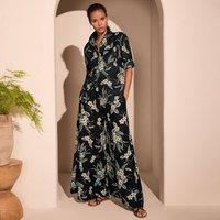 Lands' End Women's Petite Premium Pure Linen Palazzo Trousers in True Black | Size: 10-12
