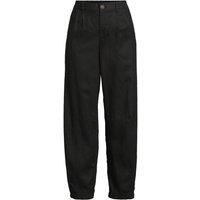 Lands' End Women's Premium Pure Linen Barrel Leg Pleated Trousers in Black | Size: 10