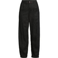 Lands' End Women's Premium Pure Linen Barrel Leg Pleated Trousers in Black | Size: 12