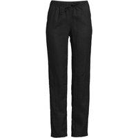 Lands' End Women's Petite Relaxed Tapered Pull On Linen Trousers in Black | Size: 8