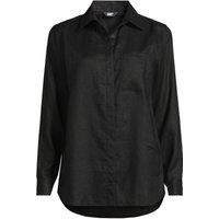 Lands' End Women's Premium Pure Linen Long Sleeve Shirt in Black | Size: 14-16
