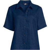 Lands' End Women's Premium Pure Linen Short Sleeve Shirt in Navy | Size: 16-18