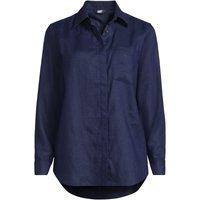 Lands' End Women's Plus Premium Pure Linen Long Sleeve Shirt in Navy | Size: 1X