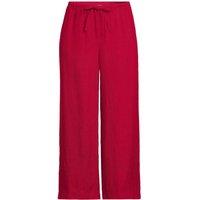 Lands' End Women's Premium Pure Linen Cropped Wide Leg Trousers in Dark Red | Size: 14-16