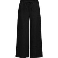 Lands' End Women's Premium Pure Linen Cropped Wide Leg Trousers in Black | Size: 10