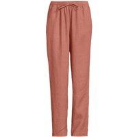 Lands' End Women's Petite Relaxed Tapered Pull On Linen Trousers in Terracotta | Size: 12