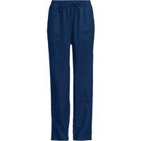 Lands' End Women's Petite Relaxed Tapered Pull On Linen Trousers in Navy | Size: 12