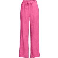 Lands' End Women's Plus Premium Pure Linen Pull-On Wide Leg Trousers in Pink | Size: 26
