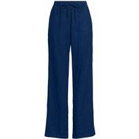 Lands' End Women's Premium Pure Linen Pull-On Wide Leg Trousers in Navy | Size: 16
