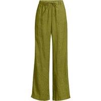 Lands' End Women's Petite Premium Pure Linen Pull-On Wide Leg Trousers in Green | Size: 14
