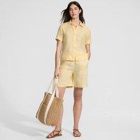 Lands' End Women's Premium Pure Linen Short Sleeve Shirt in Lemon | Size: 20