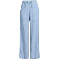 Lands' End Women's Petite Premium Pure Linen Pull-On Wide Leg Trousers in Blue | Size: 14-16