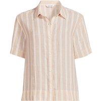 Lands' End Women's Premium Pure Linen Short Sleeve Shirt in Beige | Size: 16-18