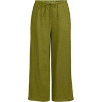 Lands' End Women's Premium Pure Linen Cropped Wide Leg Trousers in Olive | Size: 12