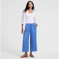 Lands' End Women's Premium Pure Linen Cropped Wide Leg Trousers in Blue | Size: 14-16