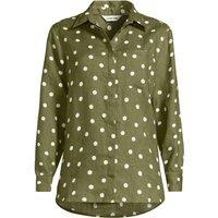 Lands' End Women's Plus Premium Pure Linen Long Sleeve Shirt in Dark Green | Size: 1X