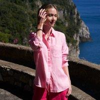Lands' End Women's Premium Pure Linen Long Sleeve Shirt in Pale Pink | Size: 10-12