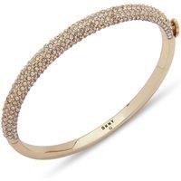 DKNY Jewellery Women's Gold Tone Pav Hinge Bangle - Gold & Crystal