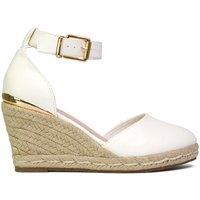 XY London Women's 'Forest' Closed Toe Espadrille Wedge Heel Sandals in White | Size: 6