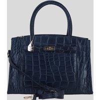 Ashwood Leather Women's Real Leather Structured Handbag with Detachable Strap in Navy