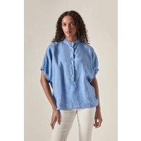 James Lakeland Women's Relaxed Linen Blouse - Blue in Light Blue | Size: 20