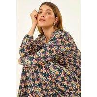 Roman Women's Geometric Print Shirred Midi Dress in Mauve | Size: 10