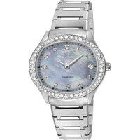 Gevril Women's Morcote Swiss Diamond Grey MOP, 316L Stainless Steel Bracelet in Silver