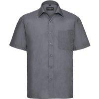 Russell Collection Men's Poplin Easy-Care Short-Sleeved Shirt in Grey | Size: 14.5 in