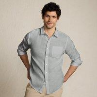 Lands' End Men's Premium Pure Linen Long Sleeve Shirt in Pale Green | Size: Medium