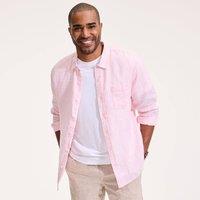 Lands' End Men's Premium Pure Linen Long Sleeve Shirt in Pink | Size: Medium