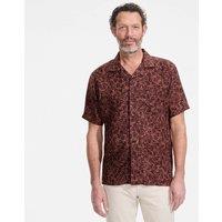 Lands' End Men's Tall Premium Pure Linen Camp Collar Shirt in Burgundy | Size: Large