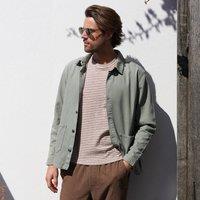 Lands' End Men's Soft Comfort Linen Blend Denim Shacket in Pale Green | Size: Large