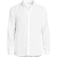 Lands' End Men's Premium Pure Roll Sleeve Linen Shirt in White | Size: Medium