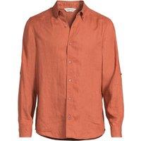 Lands' End Men's Premium Pure Roll Sleeve Linen Shirt in Terracotta | Size: Medium