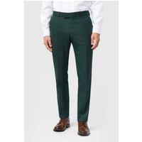 Antique Rogue Men's Flat Fronted Textured Slim Fit Suit Trousers in Dark Green | Size: 36S