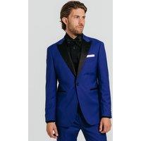 Dobell Men's Bright Blue Contrast Peak Lapel 2 Piece Tuxedo | Size: 44R