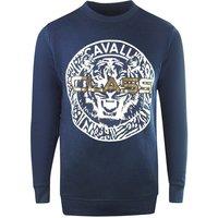 Cavalli Class Men's Large Circle Logo Navy Blue Sweatshirt | Size: Medium