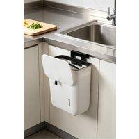 ExtraStar Hanging Waste Bin with Lid for Kitchen & Bathroom in Warm White