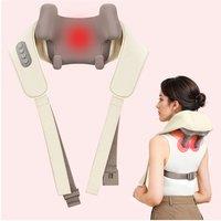 SHEONLY Electric Shiatsu Neck Shoulder Massager with Heat Kneading in Khaki