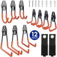 Harbour Housewares 12 Piece Garage Hook Set - 5 Sizes - Black/Orange in Black