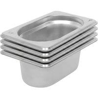 Argon Tableware Stainless Steel Gastronorm Containers - 1/9 65mm - 500ml - Pack of 4 in Silver