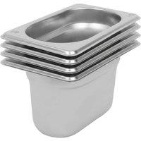 Argon Tableware Stainless Steel Gastronorm Containers - 1/9 100mm - 800ml - Pack of 4 in Silver